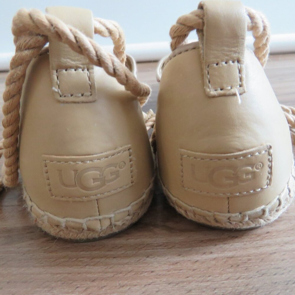 UGG Libbi Serape Leather Woven Espadrilles Flat Shoes in Beige Cream - Size US 8 - Picture 9 of 14